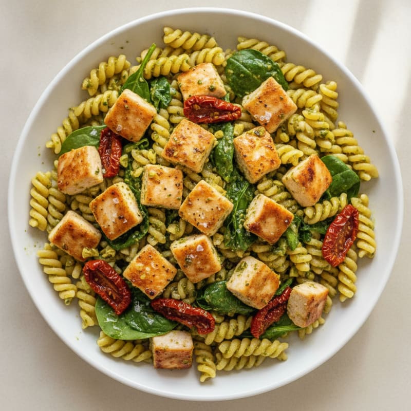 Pesto Chicken Pasta with Sun-Dried Tomatoes