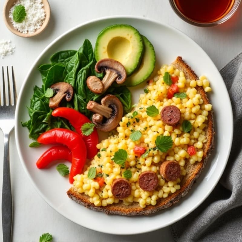 Egg White Veggie Scramble with Turkey Sausage