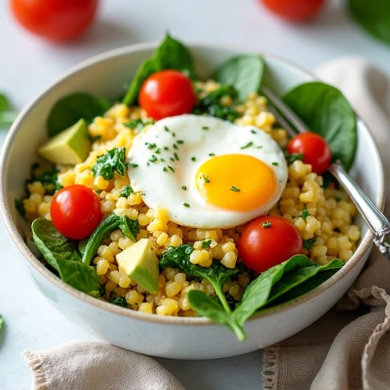 Egg White and Spinach Scramble with Cottage Cheese and Cherry Tomatoes
