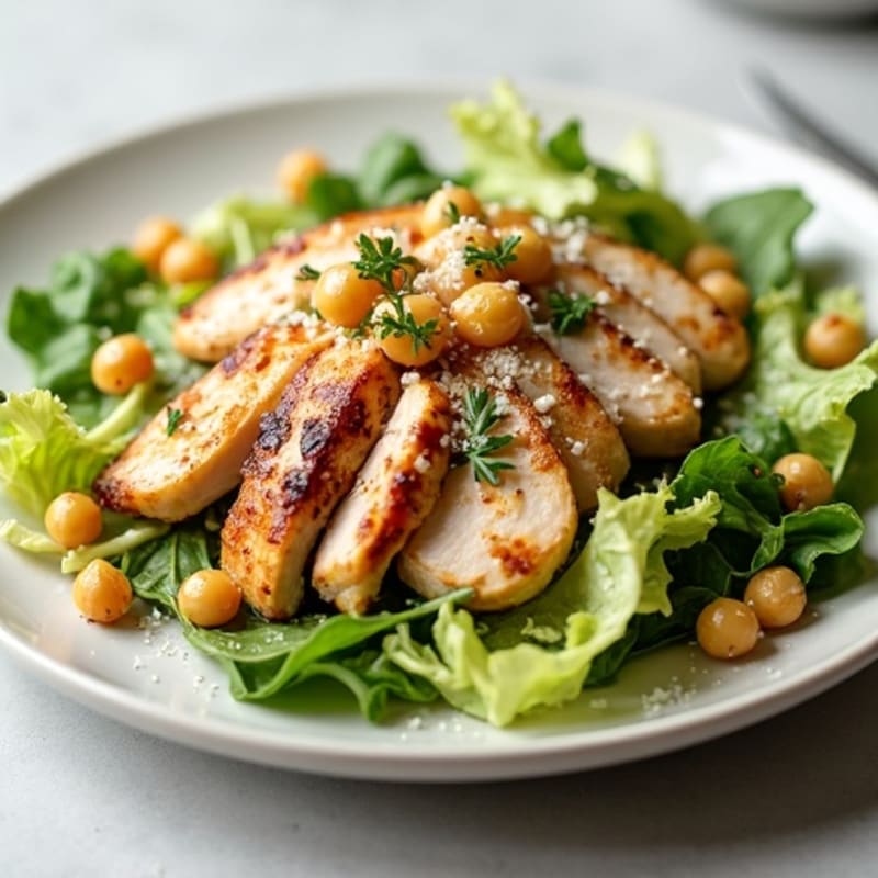 Herb-Grilled Chicken Caesar with Crispy Chickpea Croutons