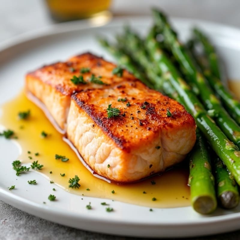 Crispy Pan-Seared Salmon with Roasted Asparagus