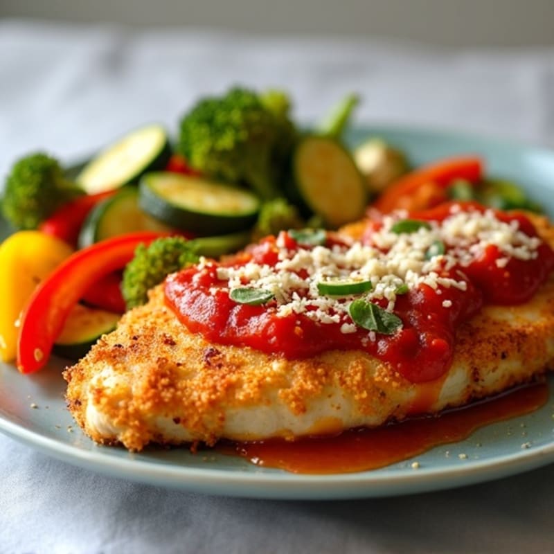 Crispy Chicken Parmesan with Roasted Vegetables