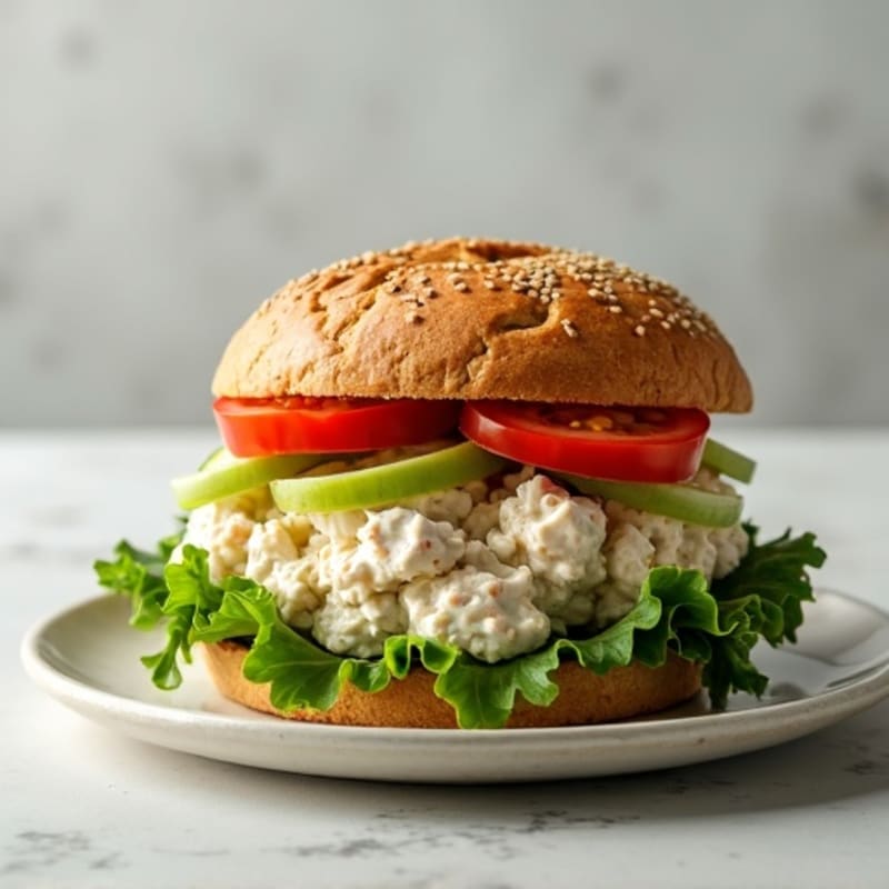Creamy Chicken Salad Sandwich with Crisp Vegetables