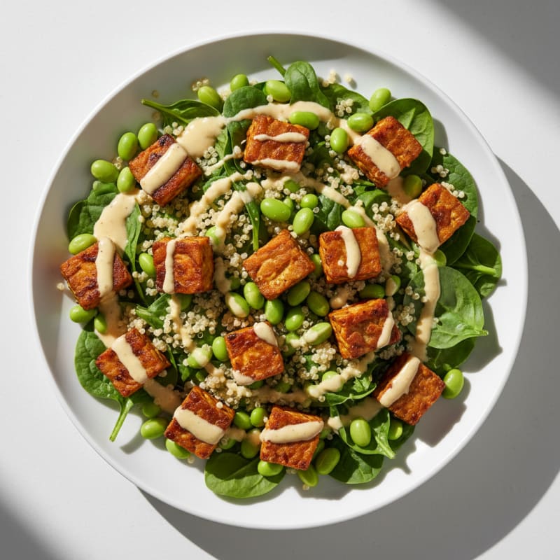 Grilled Tempeh Salad with Edamame and Quinoa