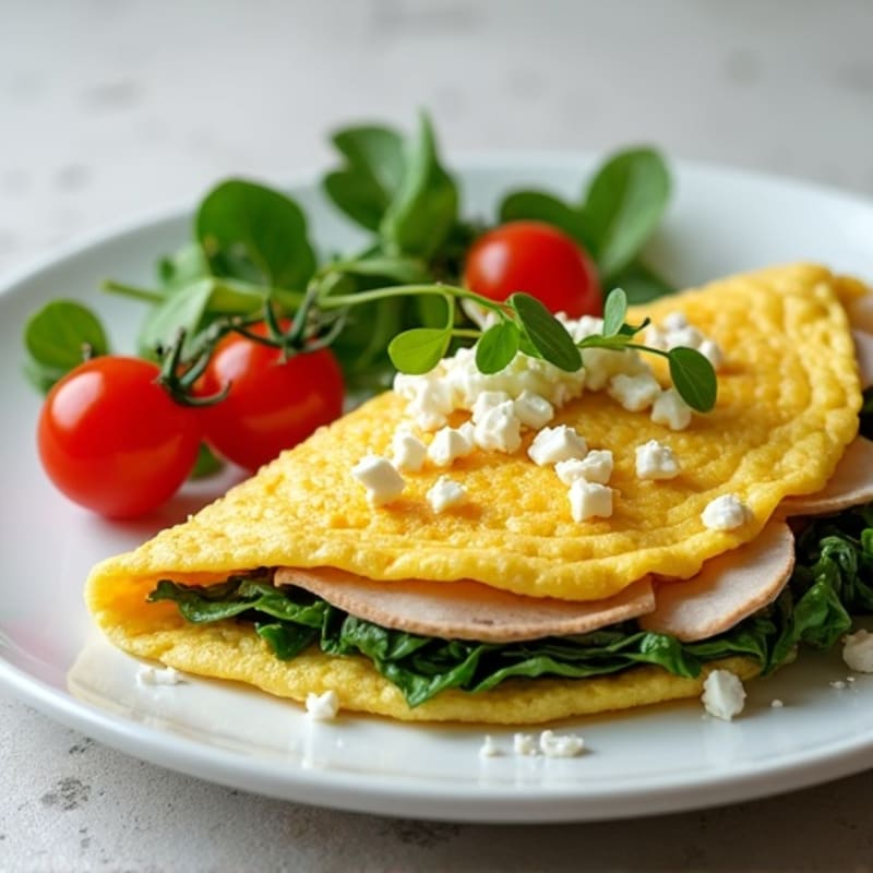 Egg White Omelet with Turkey, Spinach and Feta