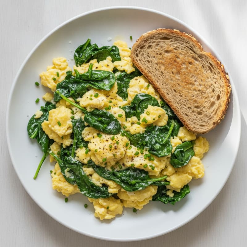 Hearty Scrambled Eggs with Spinach