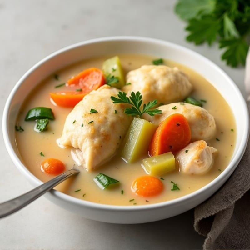 Creamy Chicken and Vegetable Stew with Fluffy Dumplings
