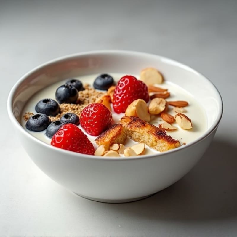 Creamy Greek Yogurt Protein Bowl with Chopped Chicken and Berries