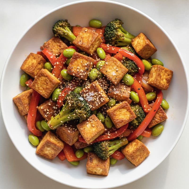 Sesame Tofu Stir-Fry with Mixed Vegetables