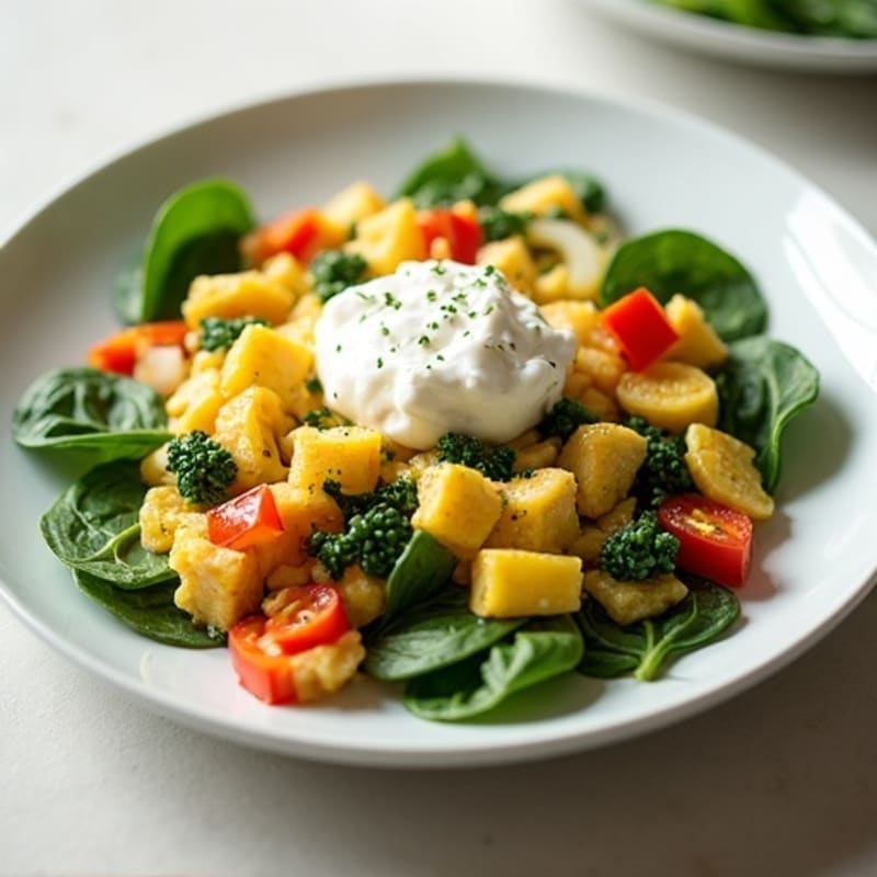 Egg White Spinach Scramble with Cottage Cheese