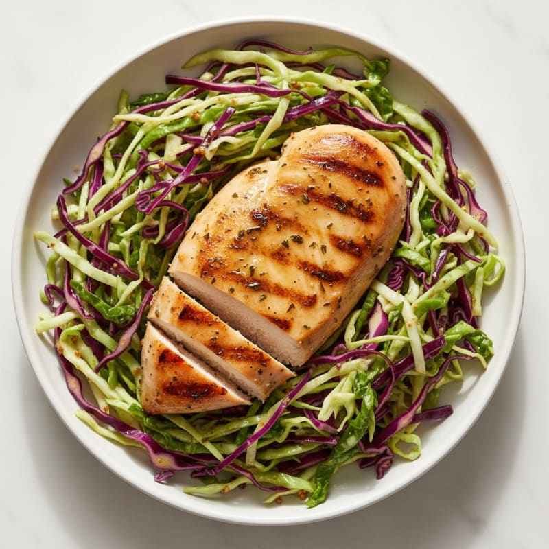 Grilled Chicken Breast with Crunchy Cabbage Slaw