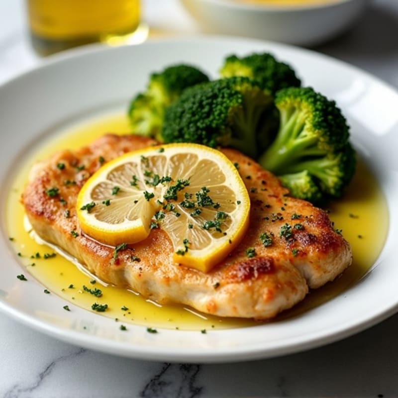 Lemon Garlic Pan-Seared Chicken with Roasted Broccoli