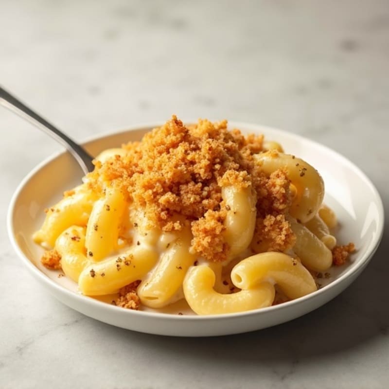 Creamy Cauliflower Mac and Cheese with Crispy Breadcrumb Topping