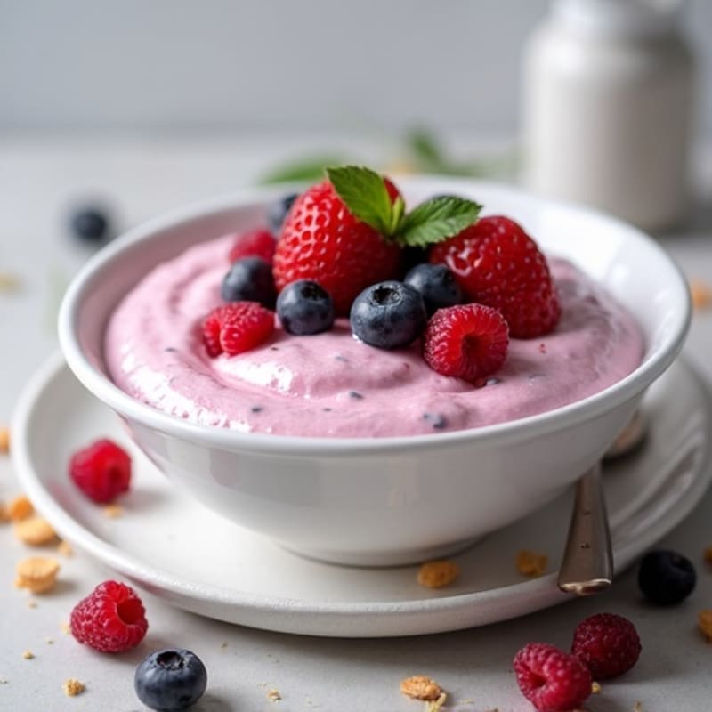 Silky Greek Yogurt Protein Pudding with Mixed Berries