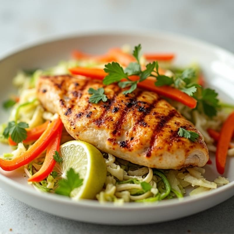 Grilled Chicken Breast with Crunchy Cabbage Slaw