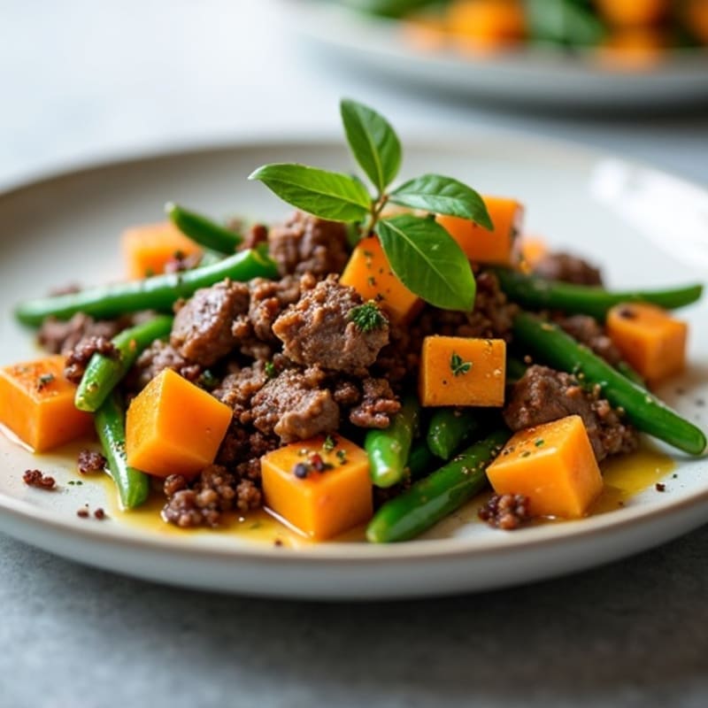 Lean Beef Mince Stir-Fry with Roasted Green Beans