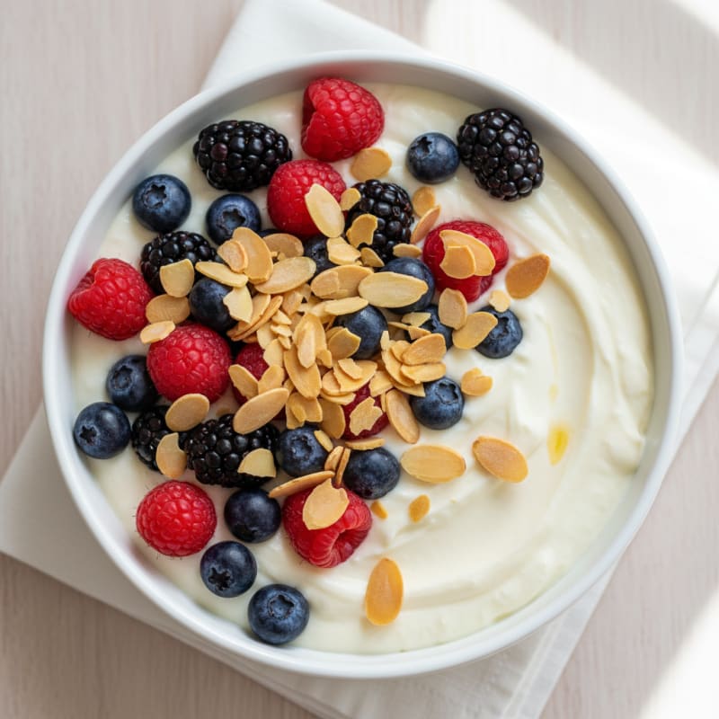 Silky Greek Yogurt Protein Pudding with Mixed Berries