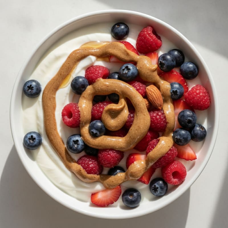 Creamy Greek Yogurt Parfait with Mixed Berries and Almond Butter