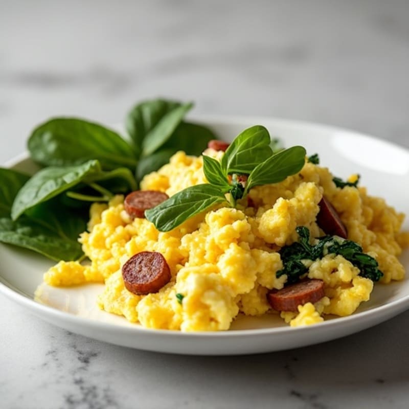Egg White Scramble with Spinach and Turkey Sausage