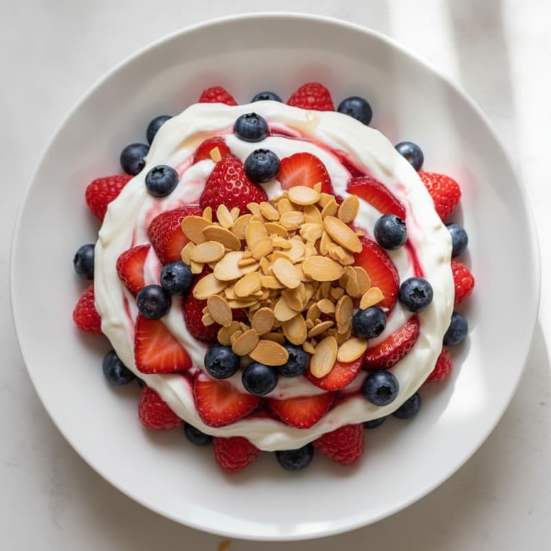 Greek Yogurt Protein Parfait with Berries and Almonds