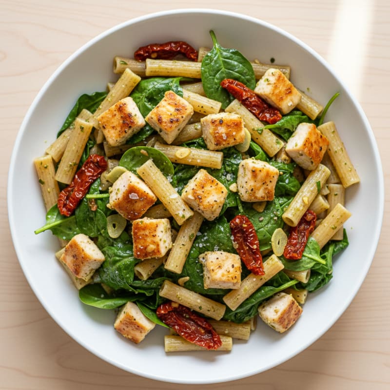 Pesto Chicken Pasta with Sun-Dried Tomatoes
