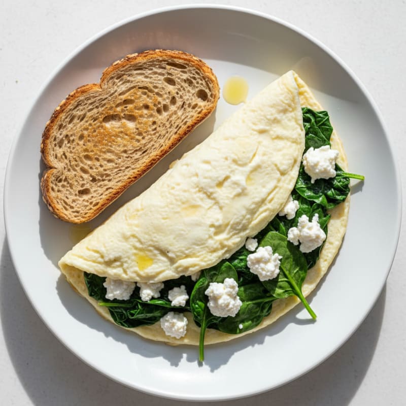 Egg White Omelet with Spinach and Cottage Cheese