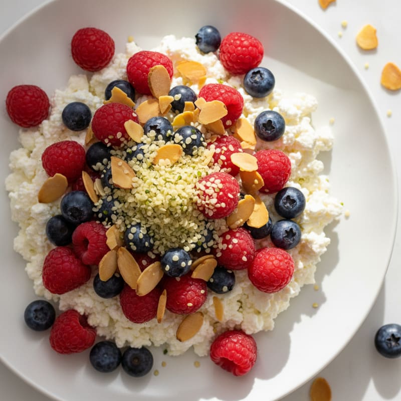 Cottage Cheese and Berry Protein Bowl with Almonds