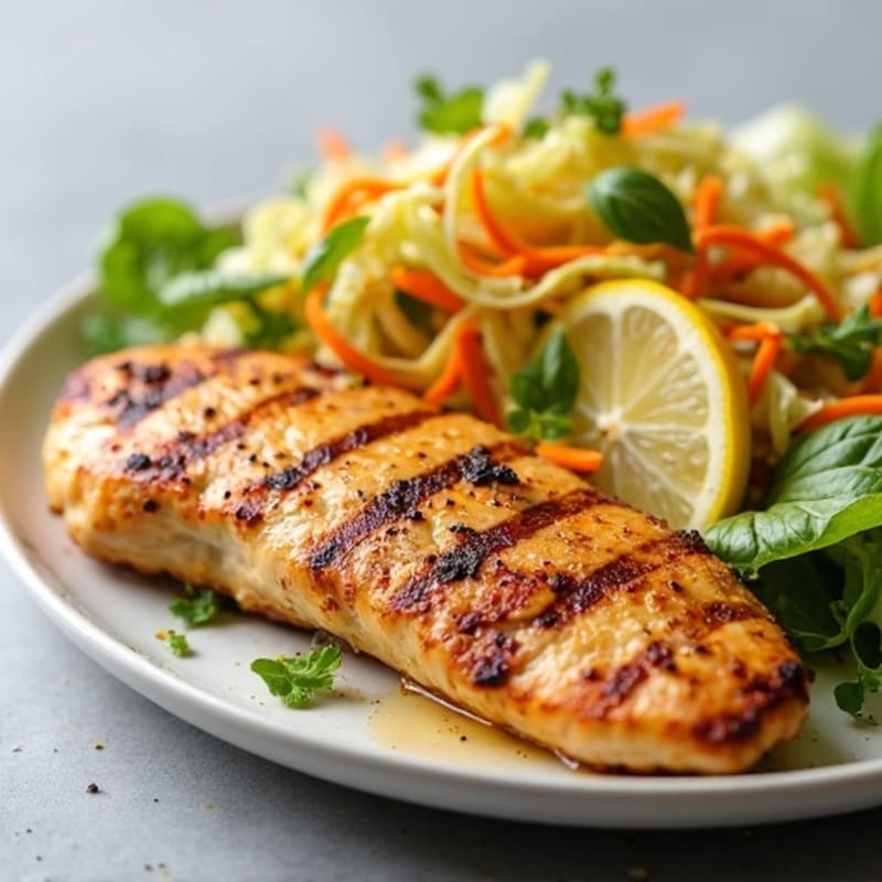 Grilled Chicken Breast with Crunchy Cabbage Slaw