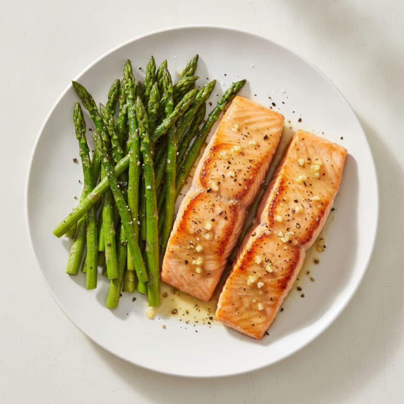 Pan-Seared Salmon with Roasted Asparagus