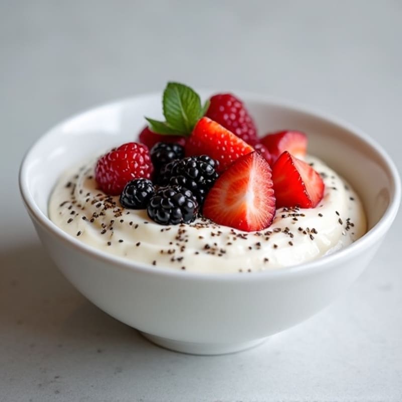 Greek Yogurt Protein Bowl with Mixed Berries and Chia Seeds