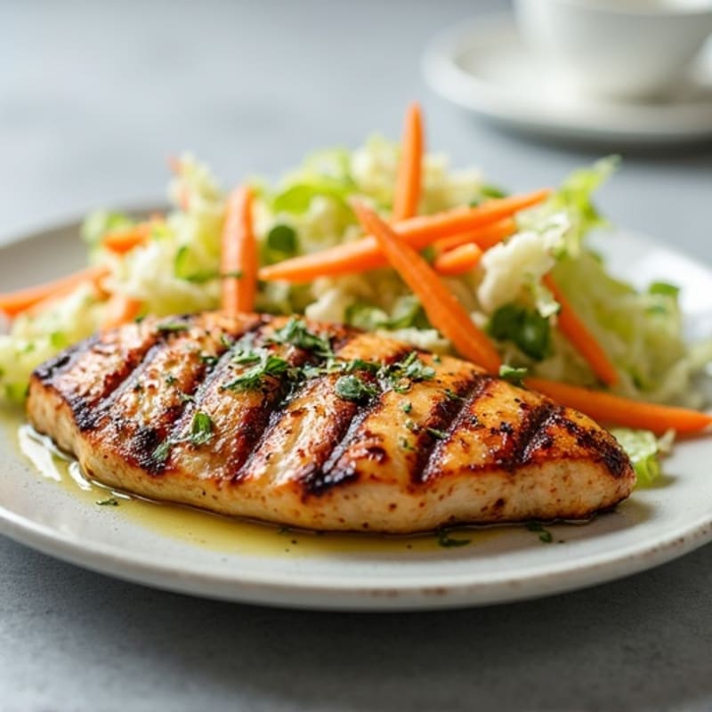 Grilled Chicken Breast with Crunchy Cabbage Slaw