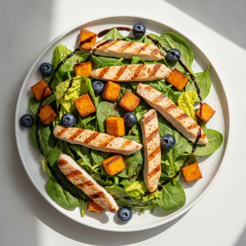 Grilled Chicken Salad with Roasted Kumera