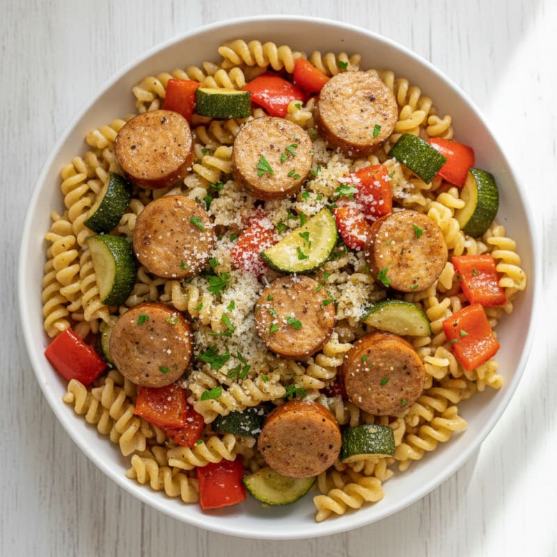 Chicken Sausage Pasta with Roasted Vegetables