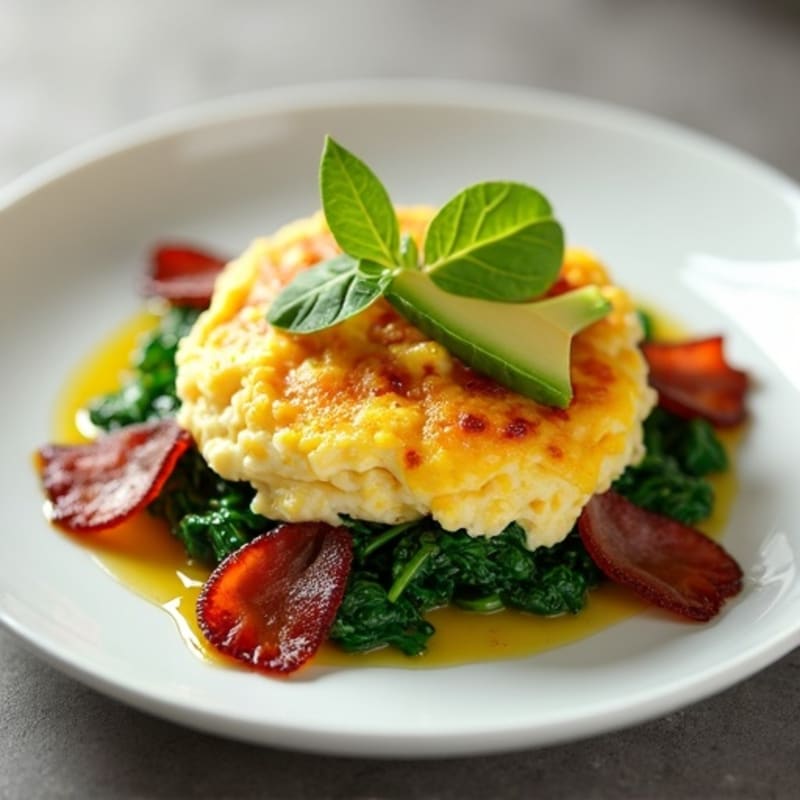 Cottage Cheese Scramble with Spinach and Turkey Bacon