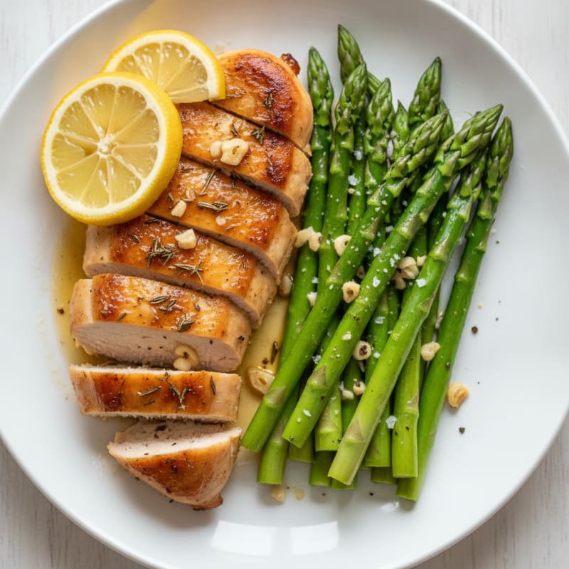 Lemon Herb Roasted Chicken with Asparagus