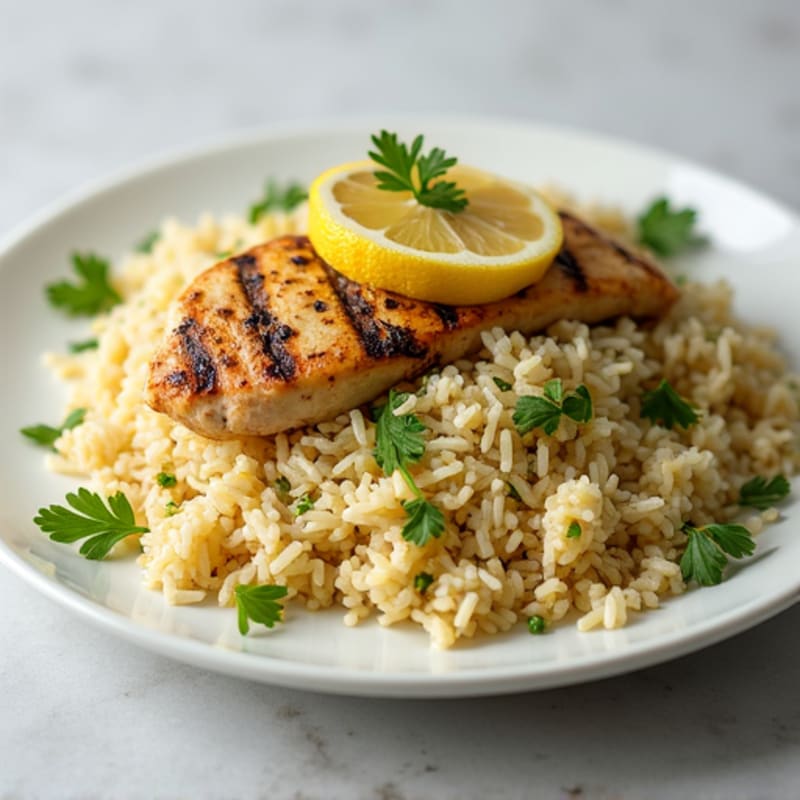Fresh Herb and Lemon Basmati Rice Pilaf with Grilled Chicken