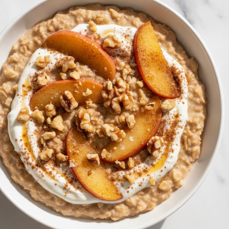 Cinnamon Butter Apple Oats with Milk