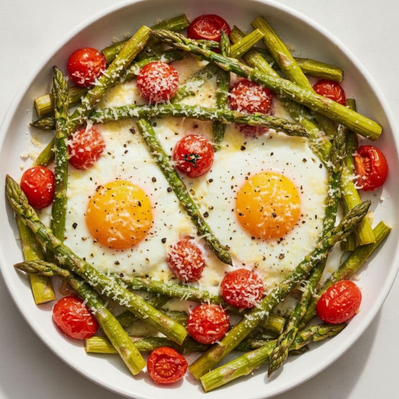 Baked Eggs with Roasted Asparagus