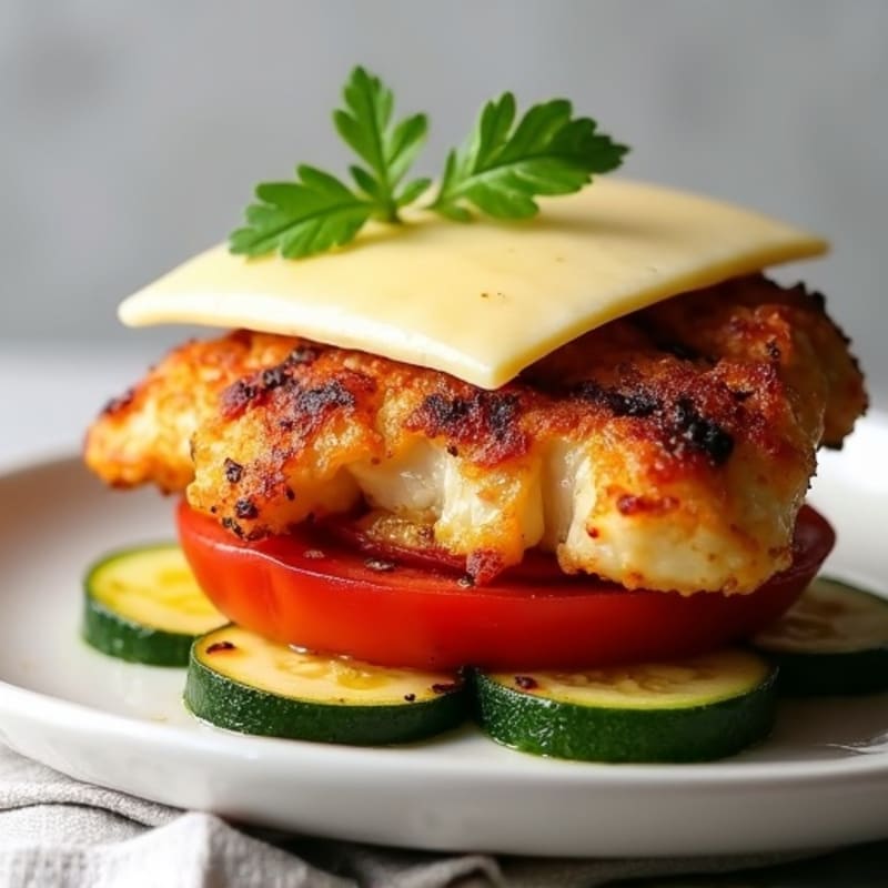 Crispy Grilled Chicken & Fresh Veggie Stack with Melted Provolone