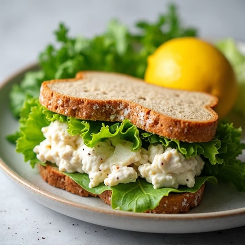 Creamy Lemon-Herb Chicken Salad Sandwich with Crisp Lettuce
