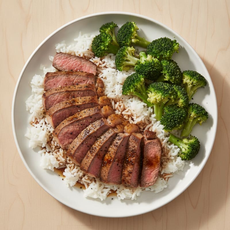 Pan-Seared Beef with Coconut Rice