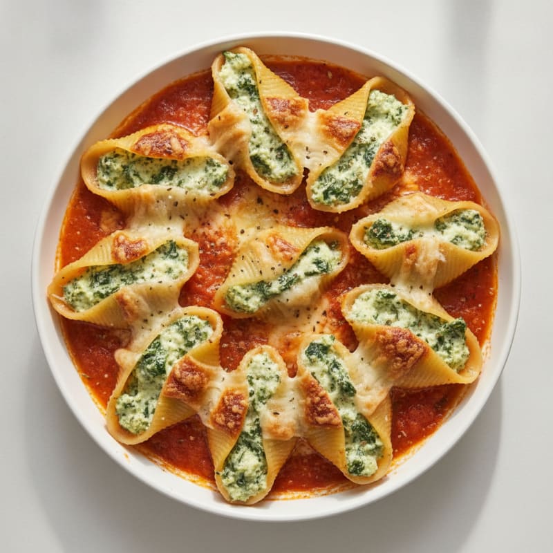 Spinach Ricotta Stuffed Shells with Marinara