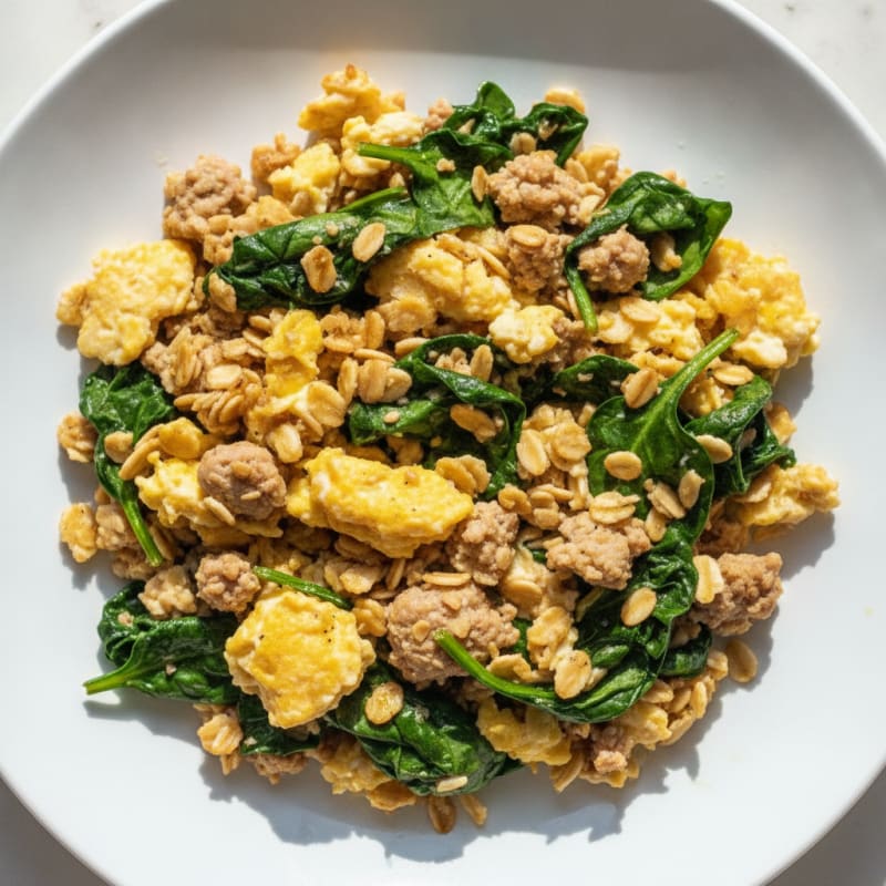 Egg and Oatmeal Protein Scramble with Spinach