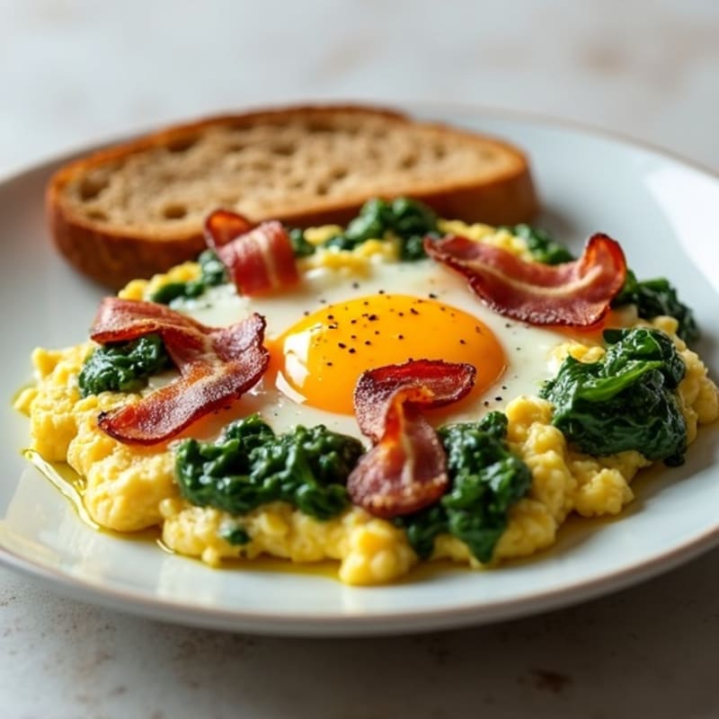 Egg White Scramble with Spinach and Turkey Bacon