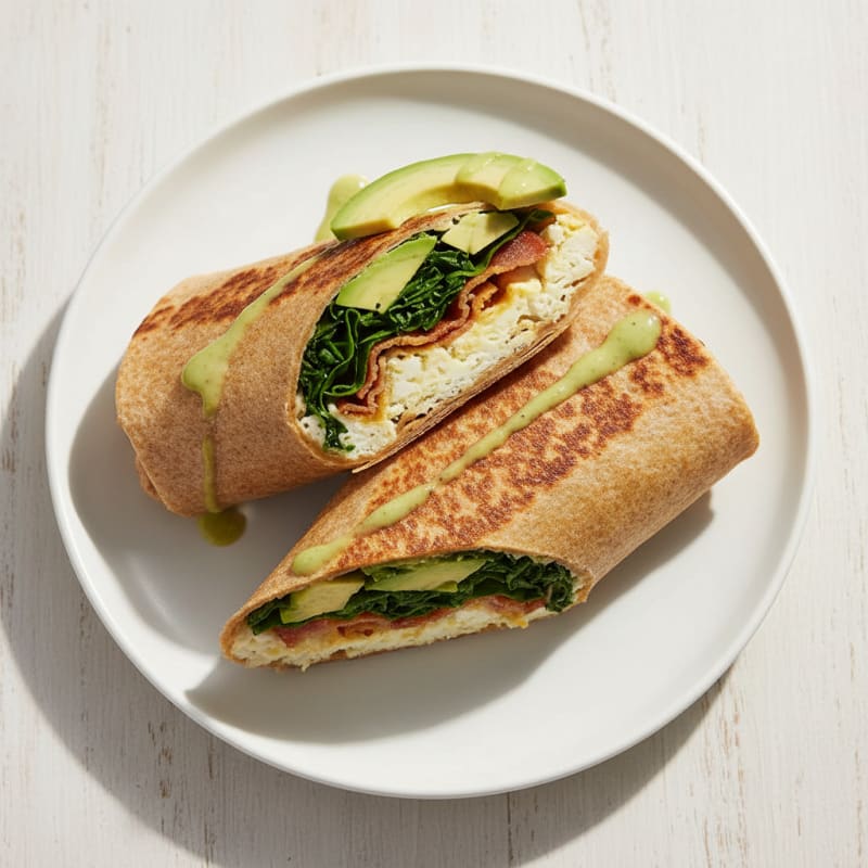 Crispy Turkey Bacon Egg White Wrap with Spinach