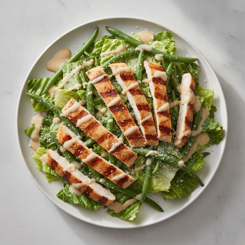 Grilled Chicken Caesar Salad with Skinny Green Beans