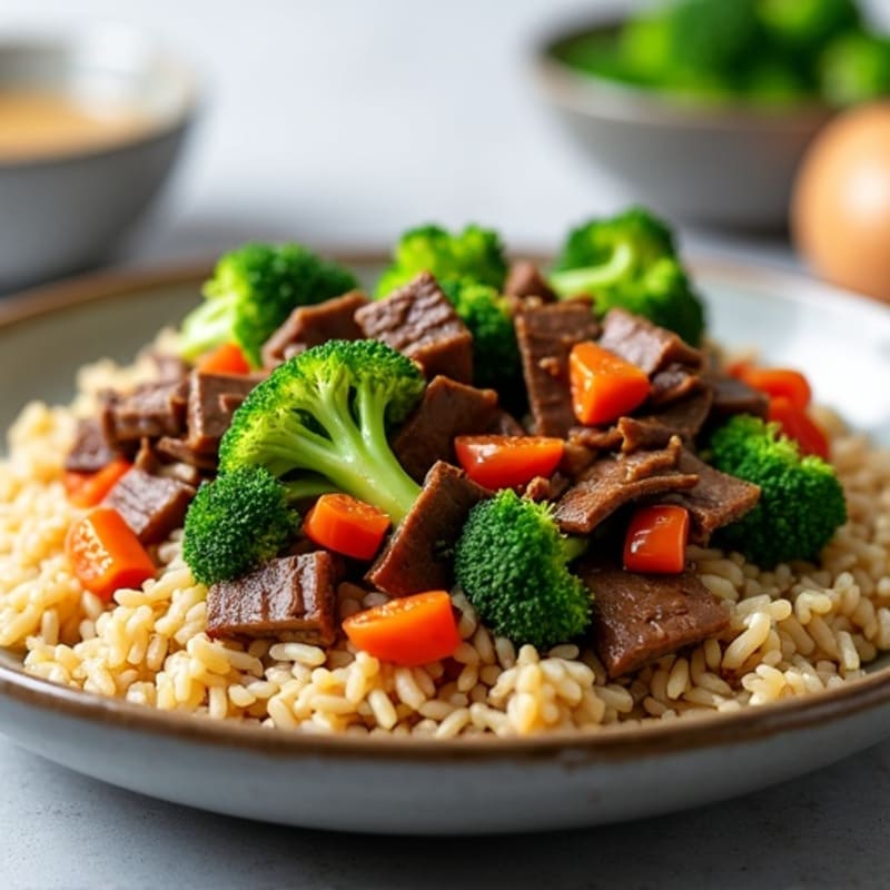 Savory Garlic Beef and Broccoli Stir-Fry with Brown Rice