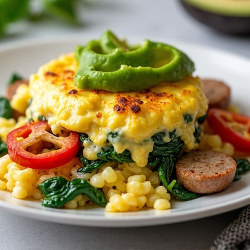 Chicken Sausage and Spinach Egg Scramble
