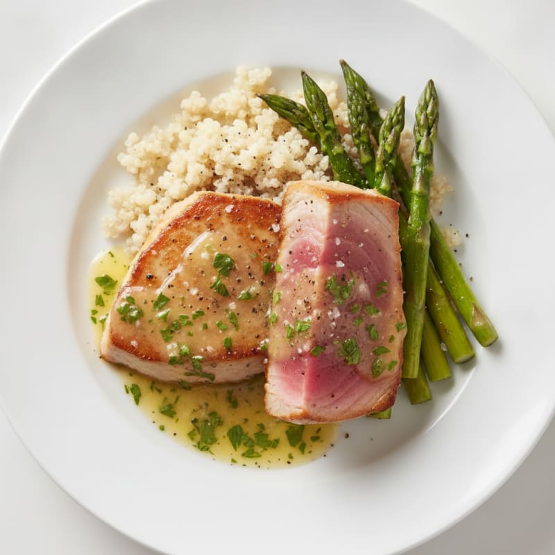 Pan-Seared Tuna with Lemon-Herb Sauce