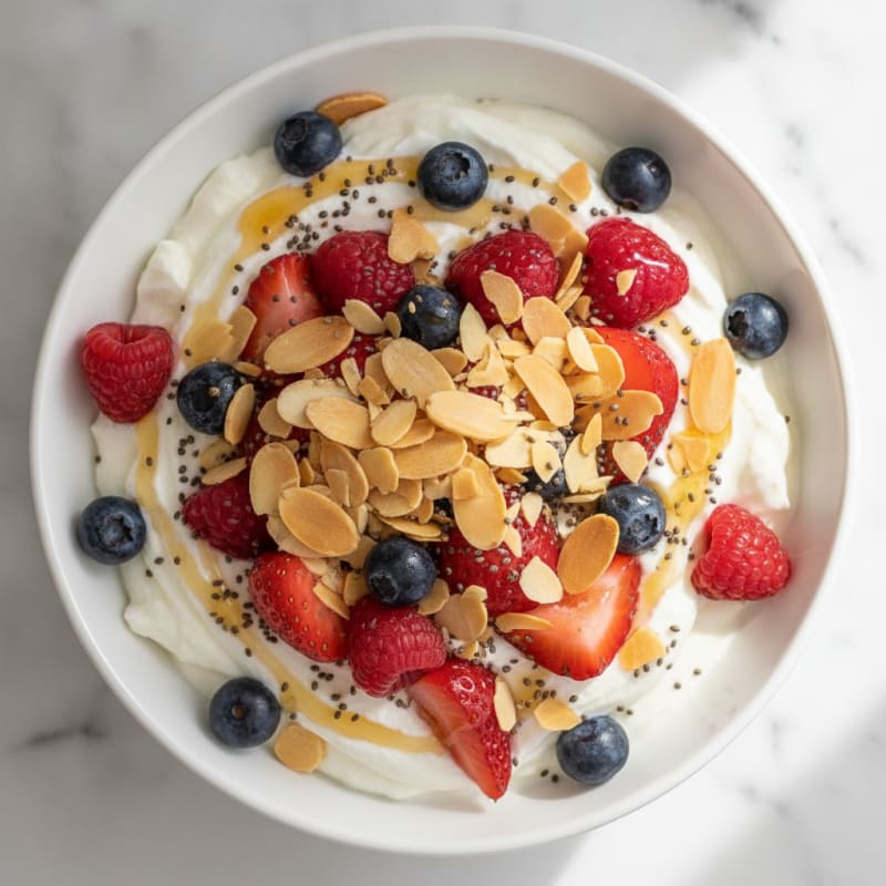 Greek Yogurt Protein Parfait with Berries and Almonds